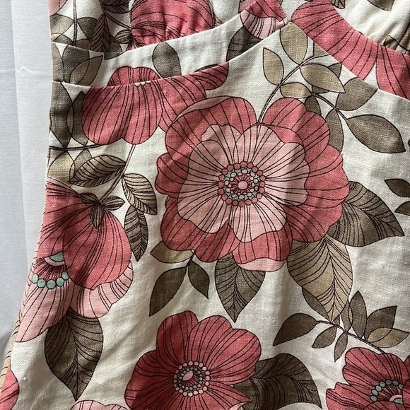 J. P. & Mattie Pink Cream Floral Linen Dress- S - Picture 4 of 6